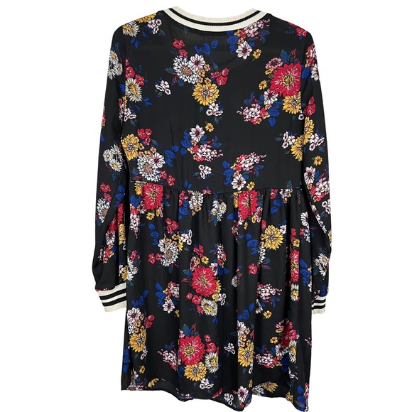 Taylor & Sage Women's Floral Mini Dress Black Long Sleeve - Size Medium - Picture 2 of 6
